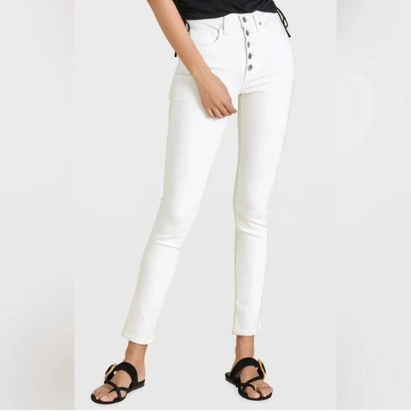 Veronica Beard Debbie Ankle Skinny High Rise Button Fly White Denim Jeans 25/0 - Picture 1 of 7